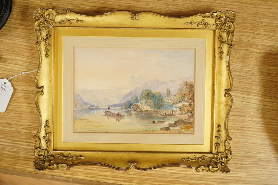George Barnard (1807-1890), watercolour, ‘Lake Brientz’, signed, ornate gilt framed, 13 x 19cm. Condition - fair
